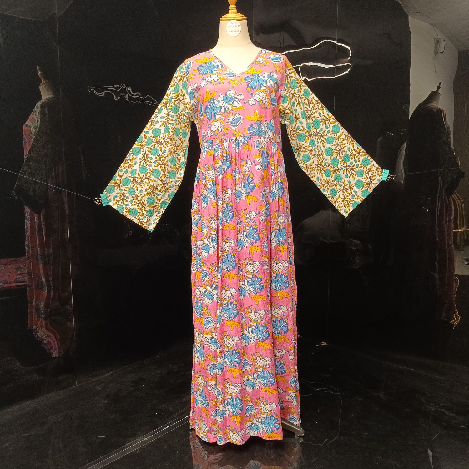 S/M Special Crestal Printed Cotton Dress 57" Long Jalabiya