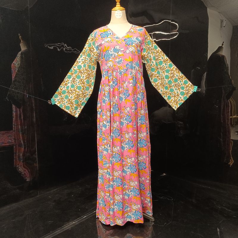 S/M Special Crestal Printed Cotton Dress 57" Long Jalabiya