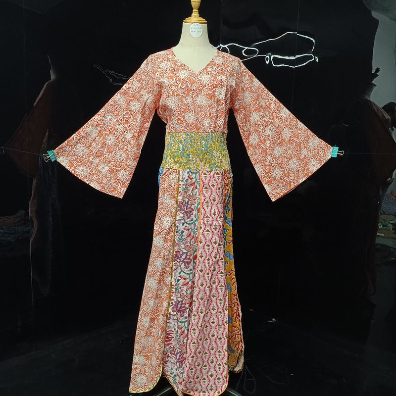 S-M Zayna Printed Cotton Dress 56" Long Jalabiya