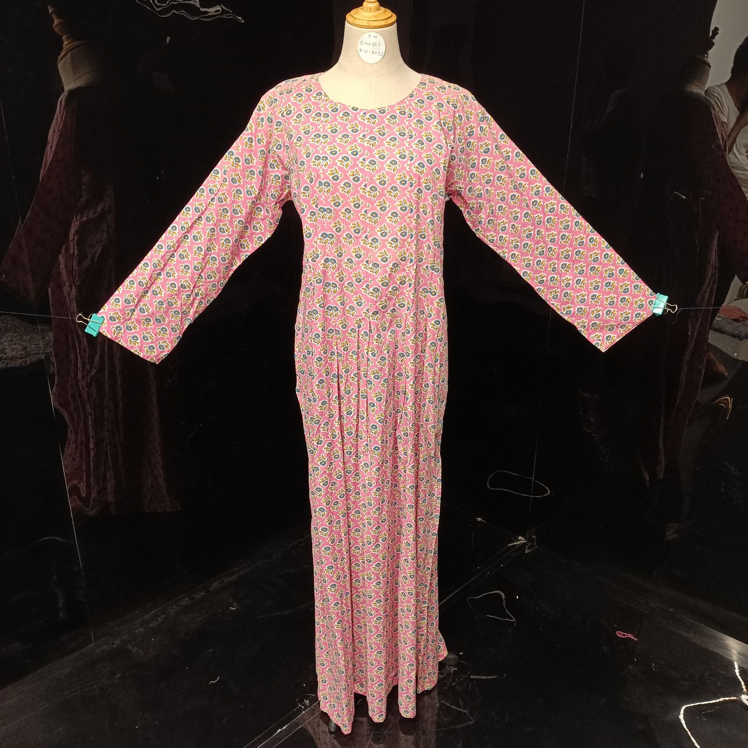 S/M Ruby Printed Cotton Dress 57" Long Jalabiya