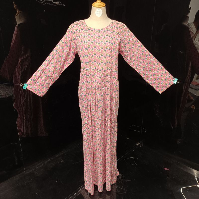 S/M Ruby Printed Cotton Dress 57" Long Jalabiya