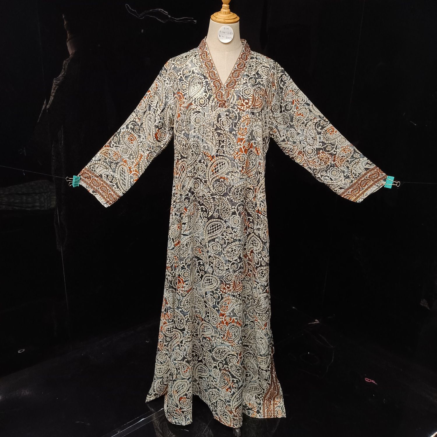 S/M Teena Hareer  Plain Solid Cotton Dress 55" Long Jalabiya