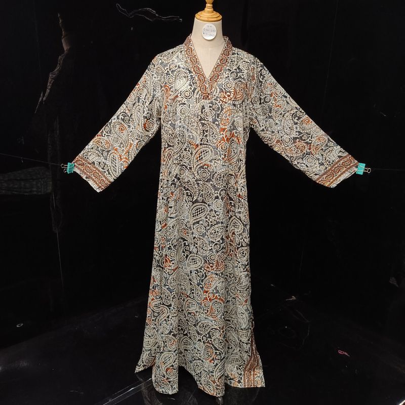 S/M Teena Hareer  Plain Solid Cotton Dress 55" Long Jalabiya