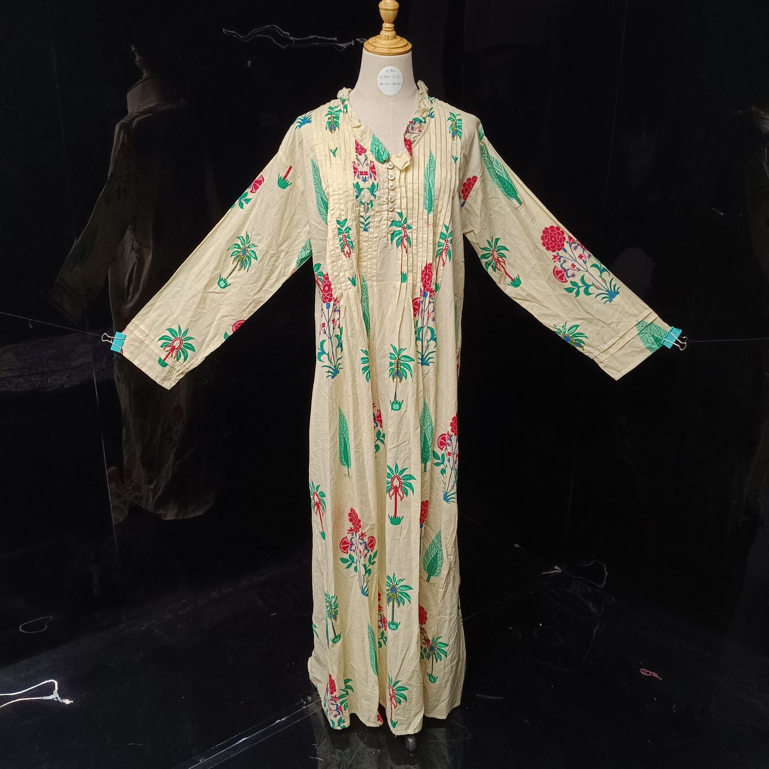 S/M Sparrow Printed Cotton Dress 57" Long Jalabiya