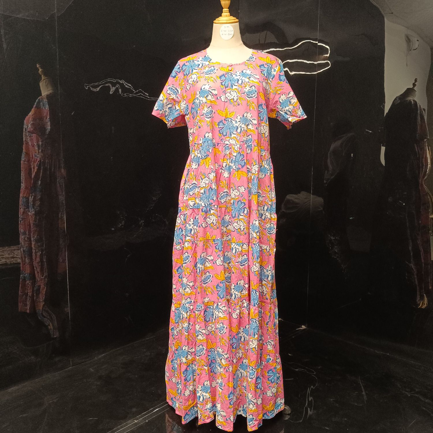 S/M Special Crestal Printed Cotton Dress 57" Long Jalabiya