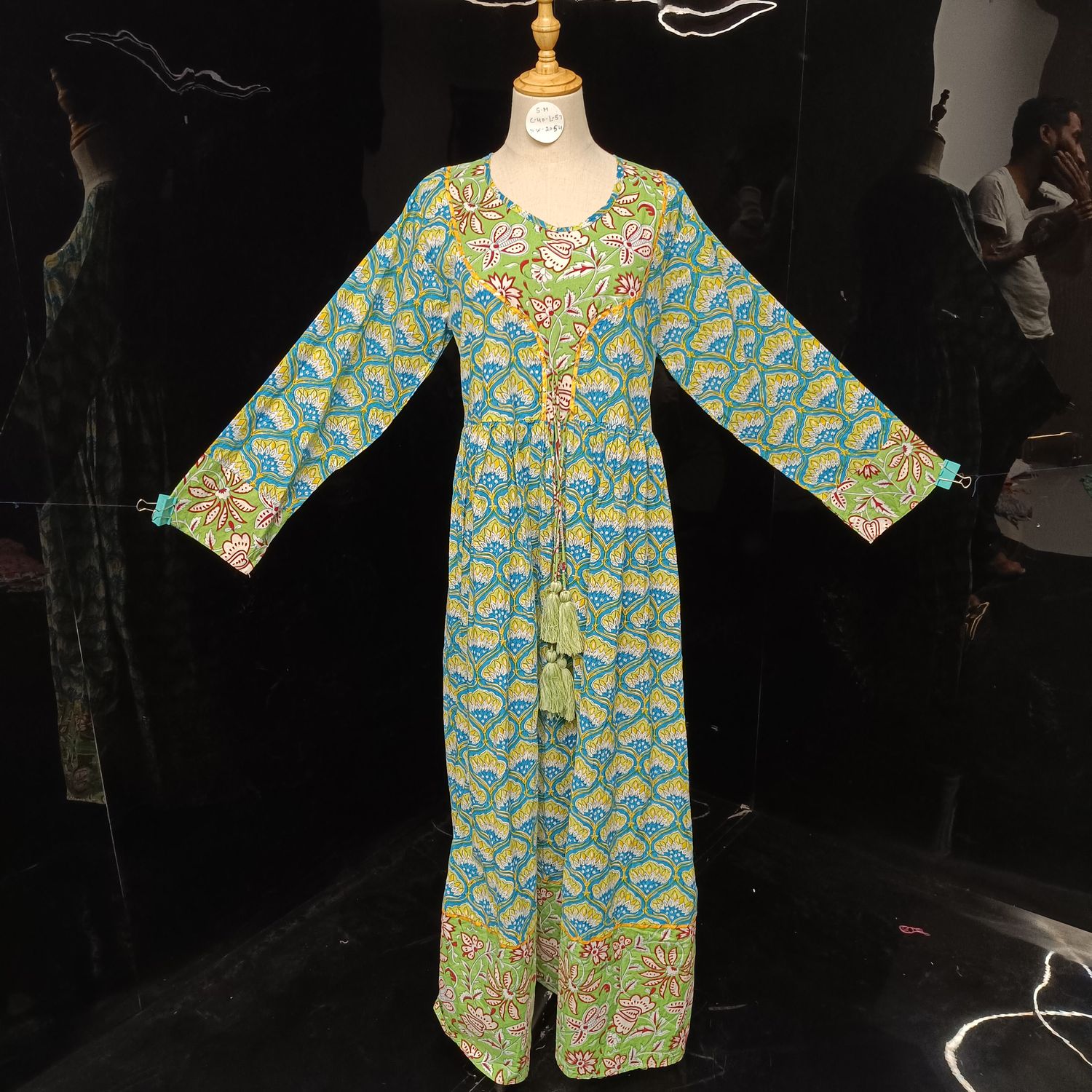 S/M Zaria Printed Cotton Dress 57"Long Jalabiya