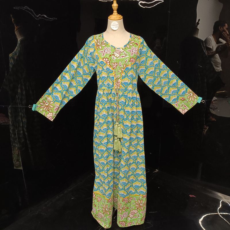 S/M Zaria Printed Cotton Dress 57"Long Jalabiya