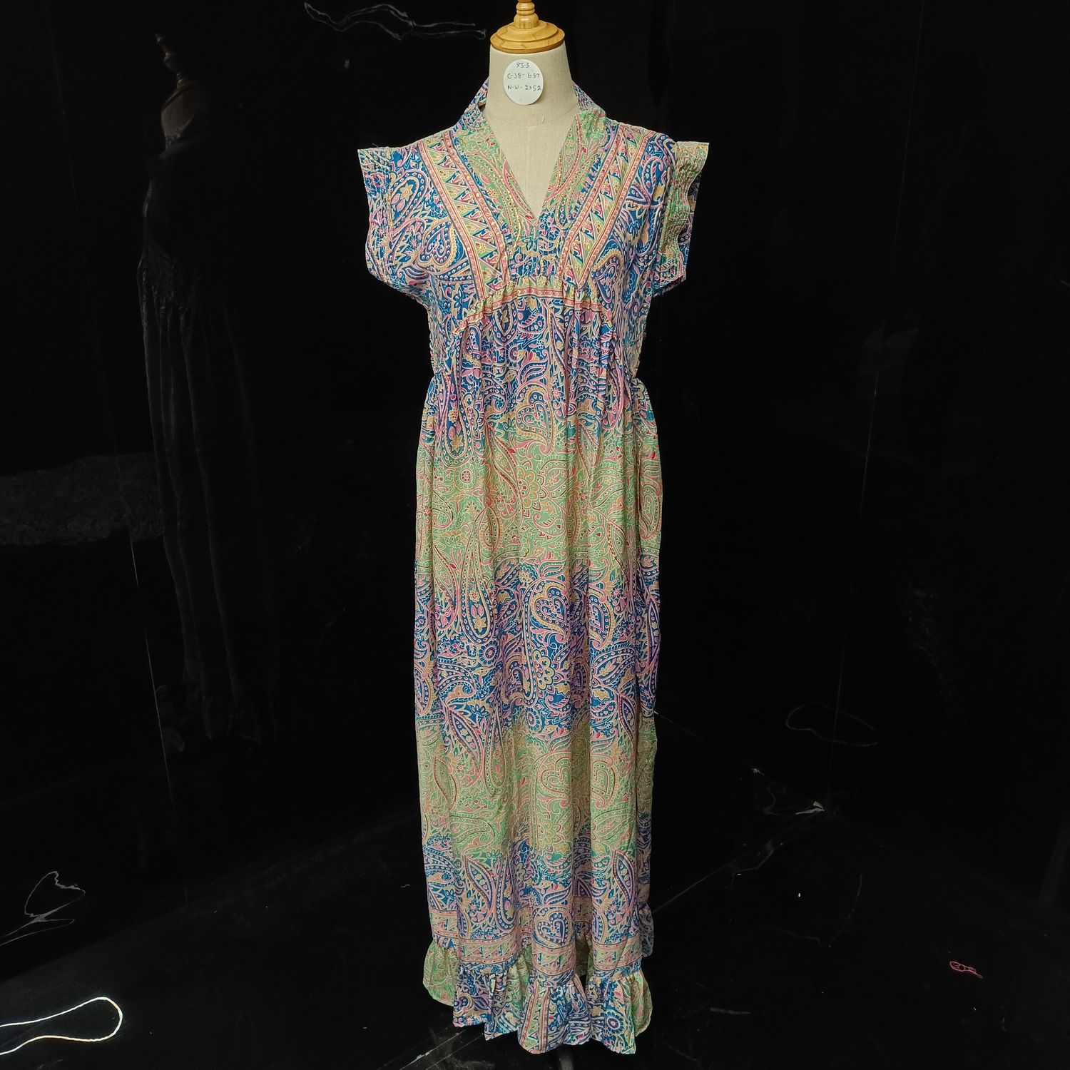 S/M Amani Silk Printed Dress 57" Long Jalabiya