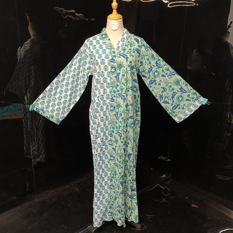 S-M Ayana Printed Cotton Dress 57" Long Jalabiya