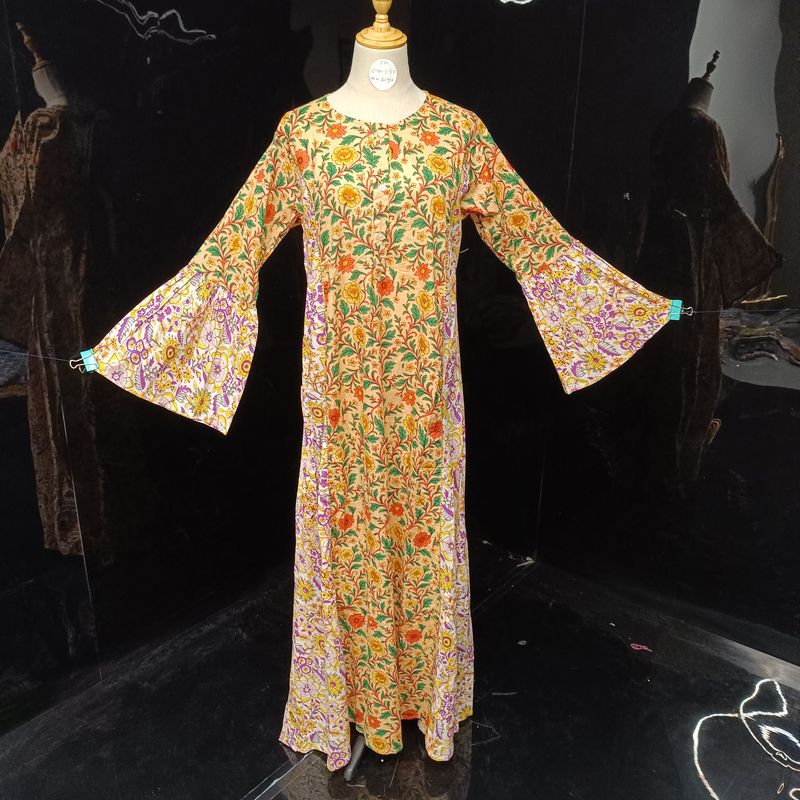 S/M Marry  Printed Cotton Dress 57" Long Jalabiya