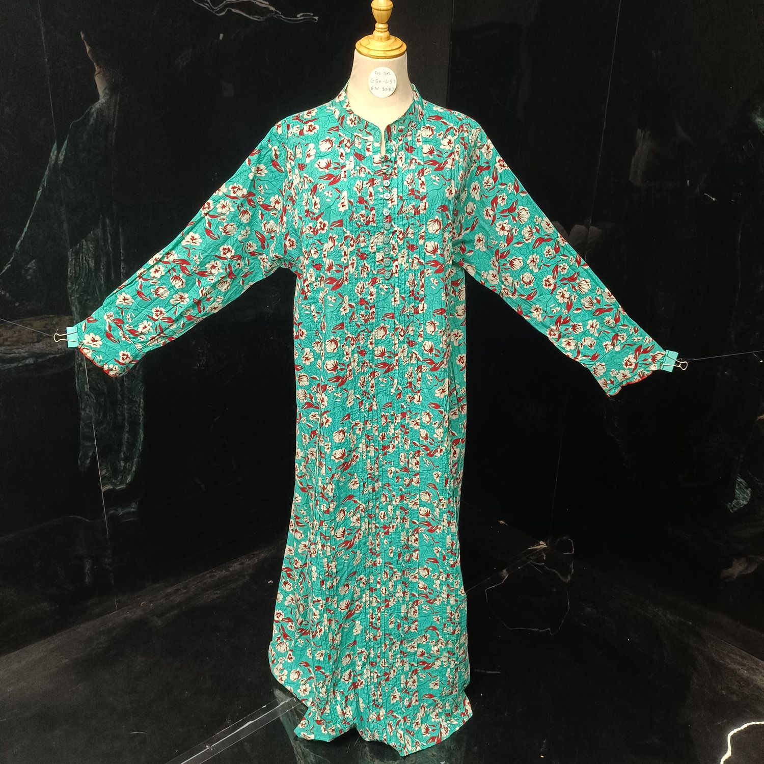 2XL/3XL Sofi Printed Cotton Dress 57" Long Jalabiya