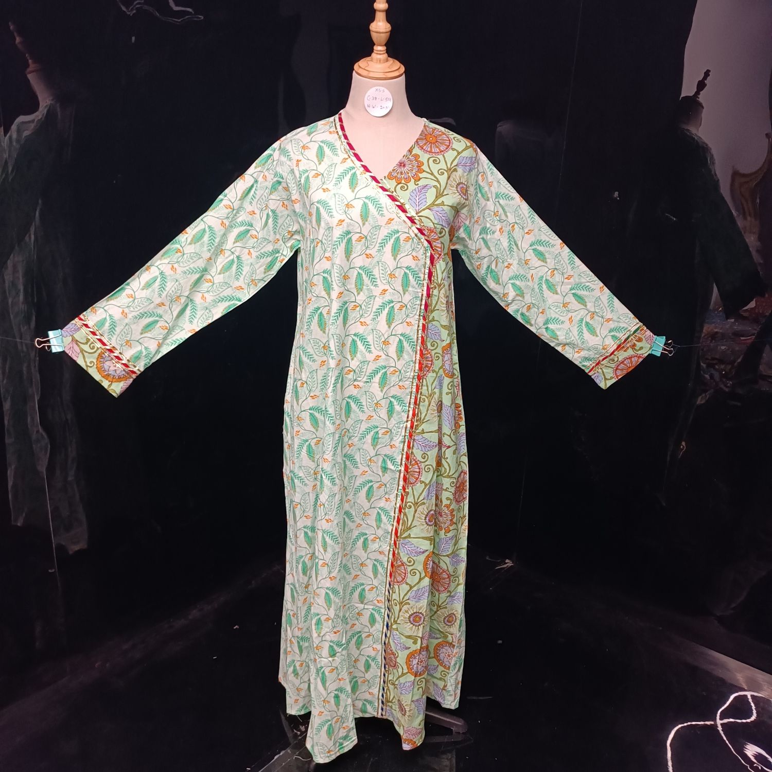 XS/S Lupines Printed Cotton Dress 54" Long Jalabiya