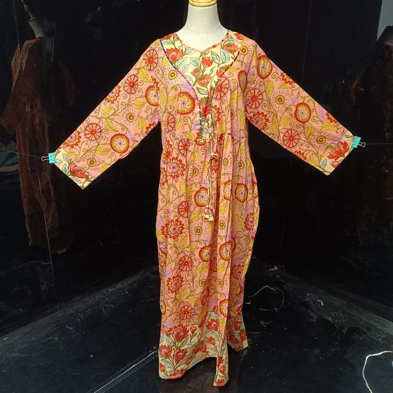 2XL/3XL Zaria Printed Cotton Dress 57"Long Jalabiya