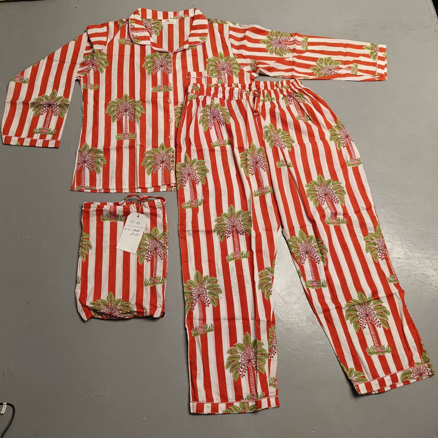 S-M Cotton Full Sleeves Pajamas Set