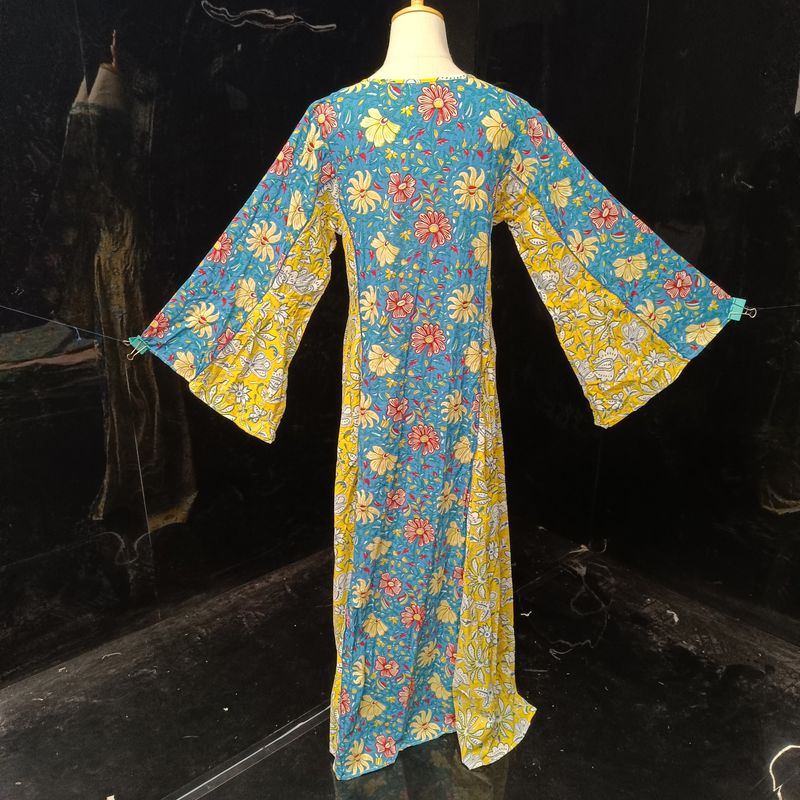 S/M Mahdis Printed Cotton Dress 57" Long Jalabiya