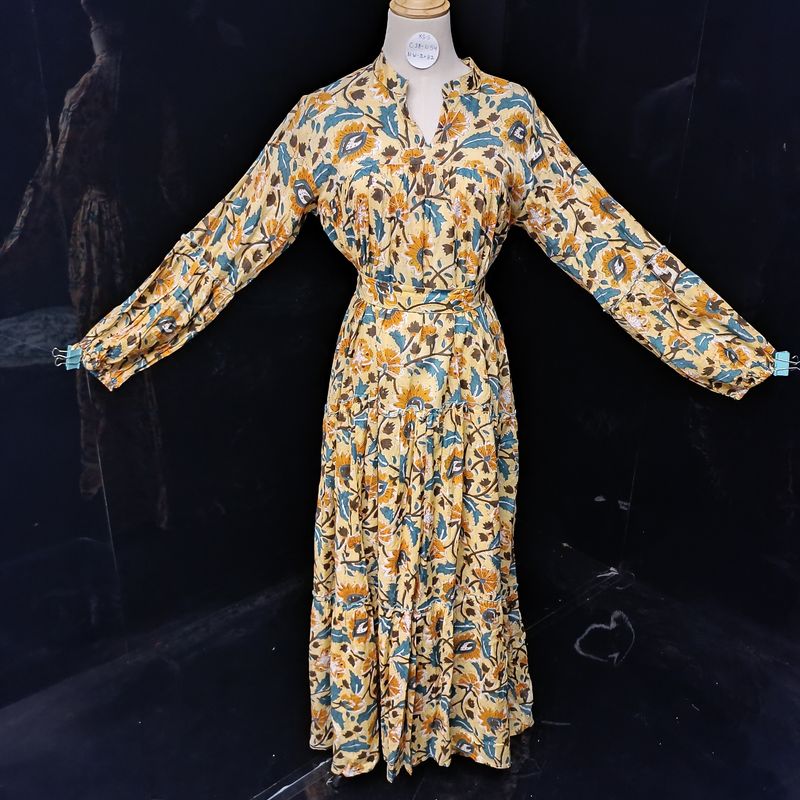 XS/S Ziya Printed Cotton Dress 54'' Long Jalabiya