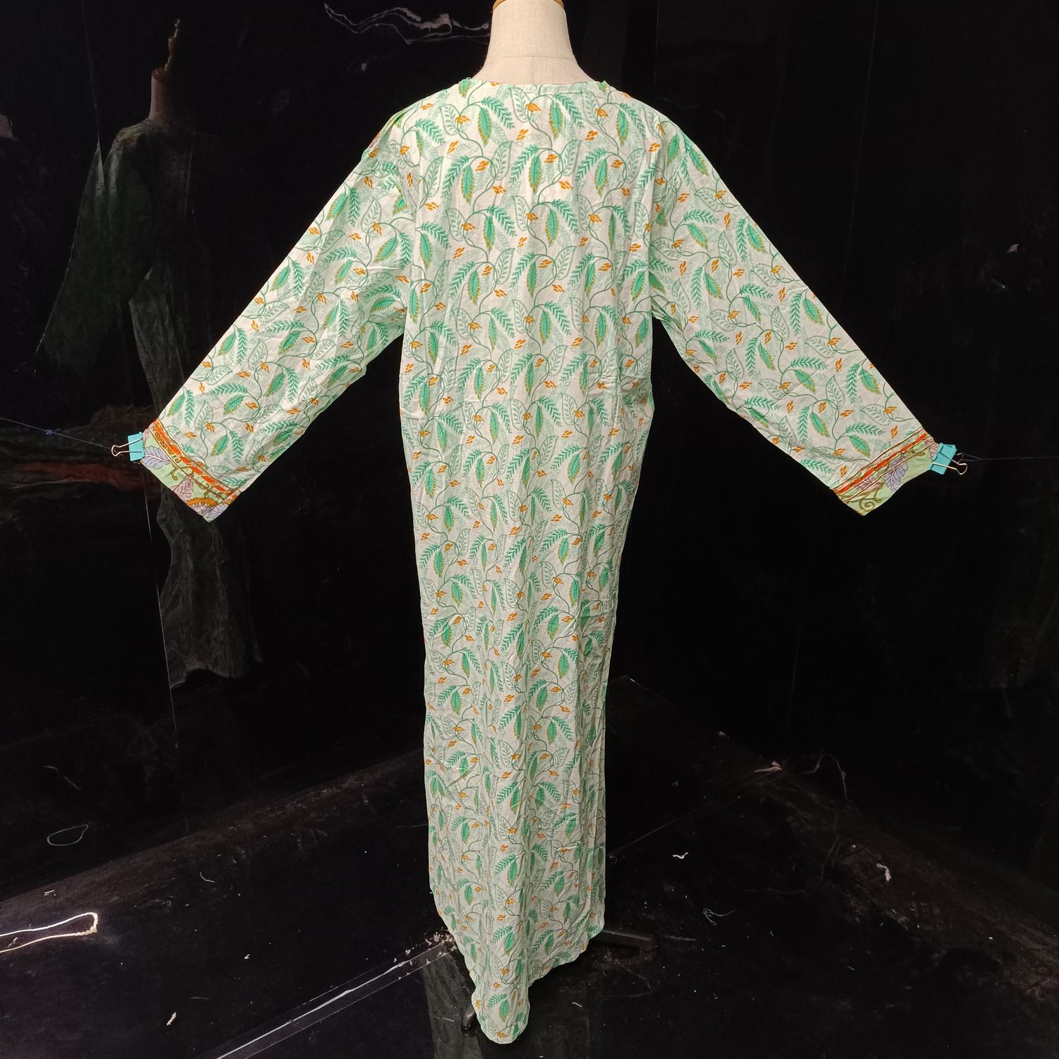 2XL/3XL Lupines Printed Cotton Dress 57" Long Jalabiya