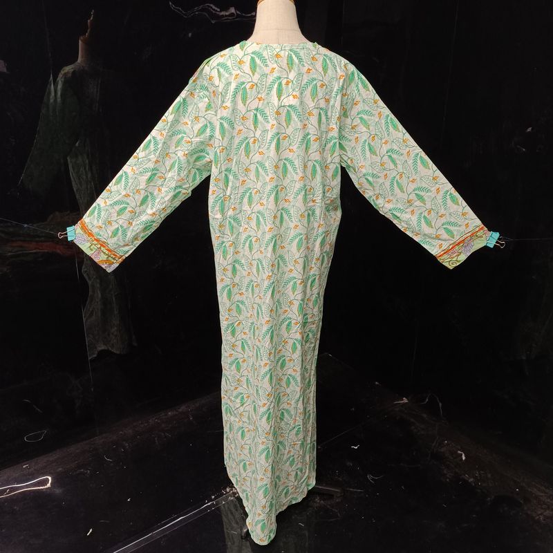 2XL/3XL Lupines Printed Cotton Dress 57" Long Jalabiya