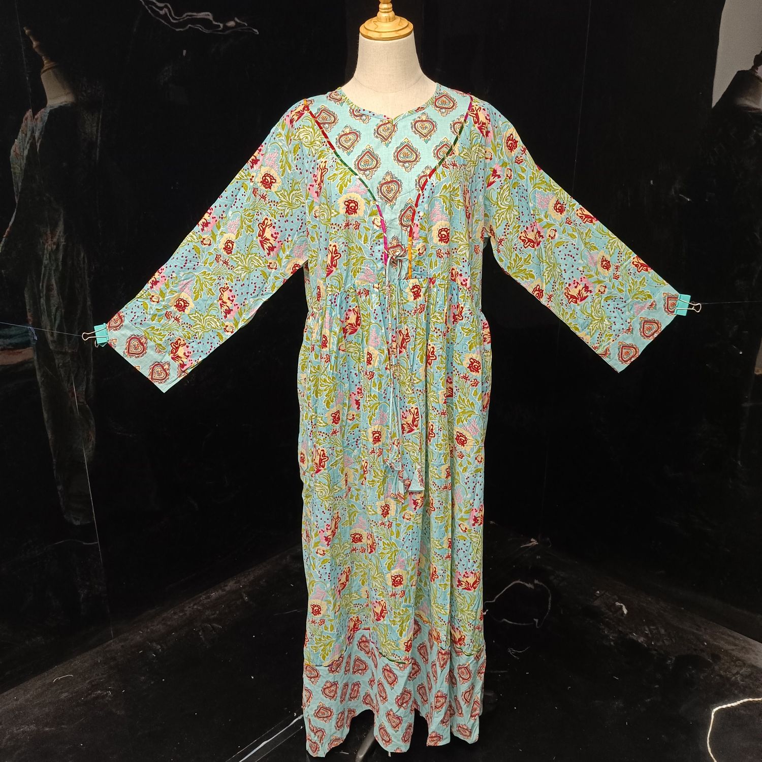 2XL/3XL Zaria Printed Cotton Dress 57"Long Jalabiya