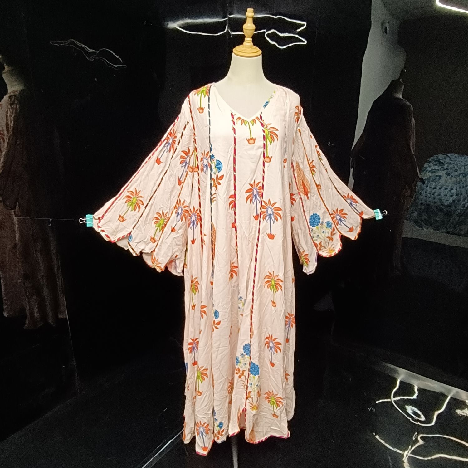 L-XL Meher Printed Cotton Dress 57" Long Jalabiya