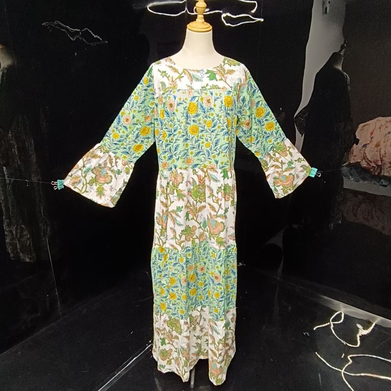 L/XL  Moon Printed Cotton Dress 57" Long Jalabiya