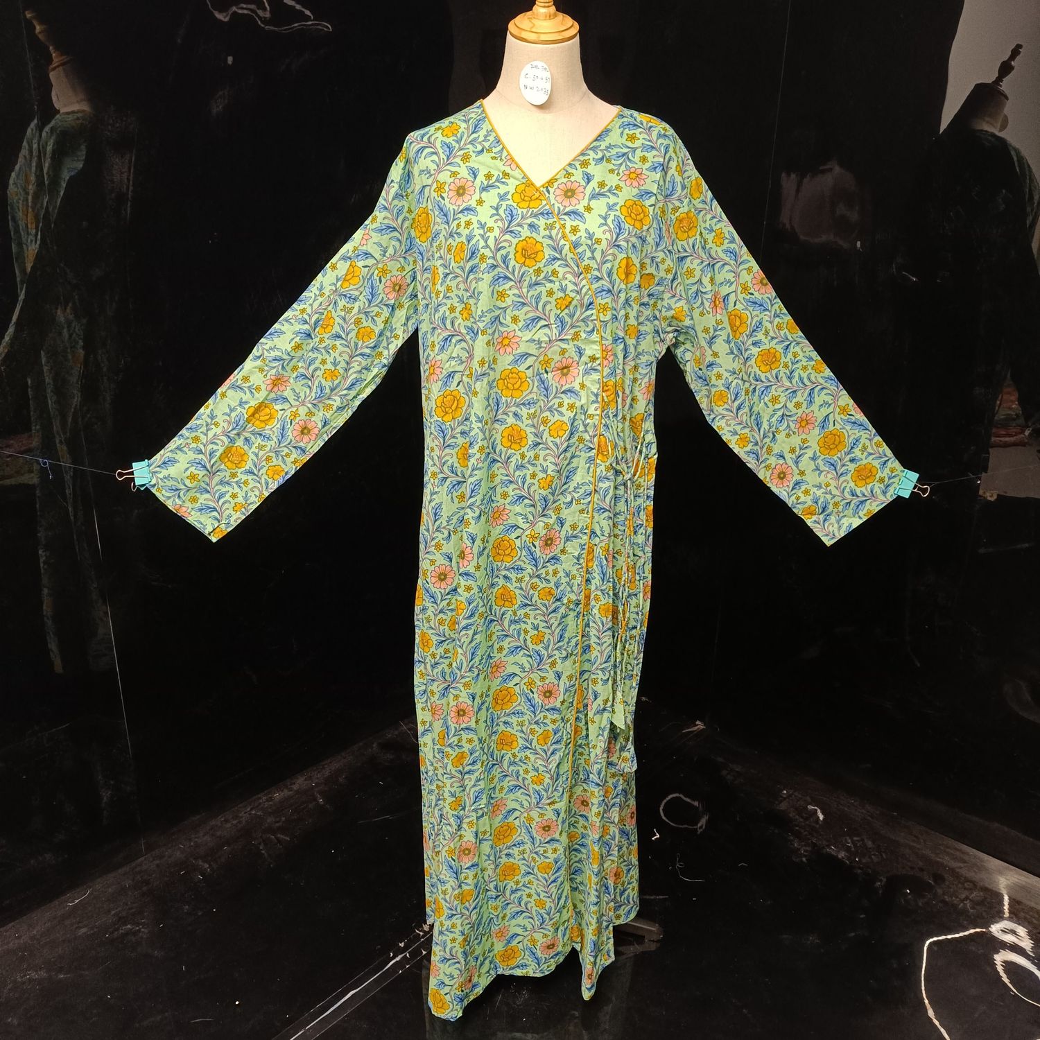 2XL/3XL Qifa Printed Cotton Dress 57" Long Jalabiya