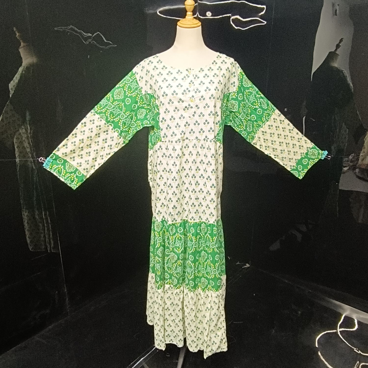 2XL/3XL Juhi Printed Cotton Dress 57" Long Jalabiya