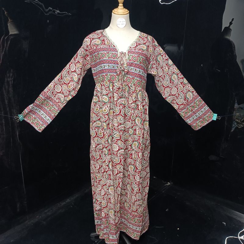 XS/S  Beach Printed Cotton Dress 54" Long Jalabiya
