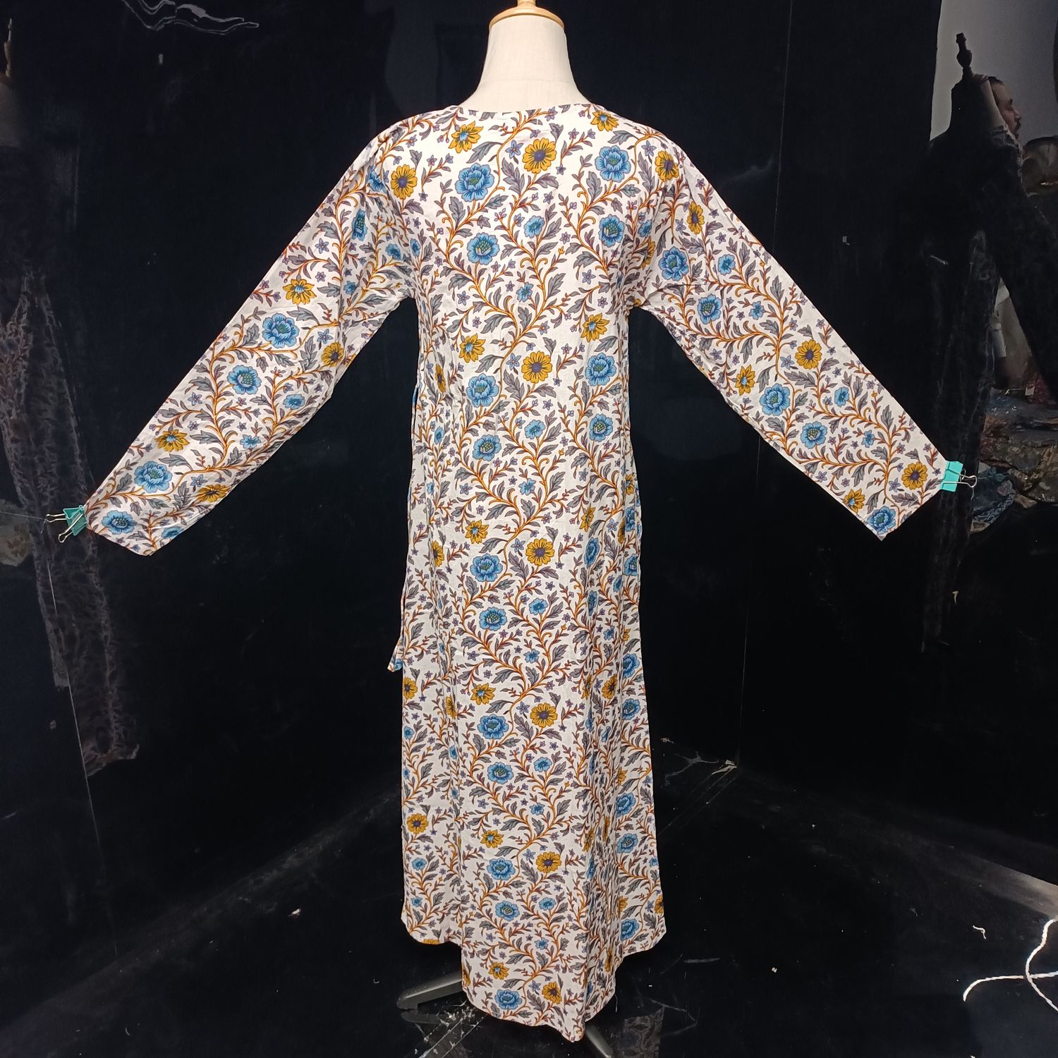 XS/S Qifa Printed Cotton Dress 54" Long Jalabiyas