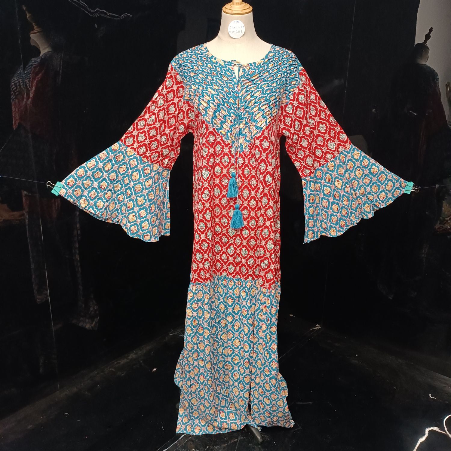 L/XL Adn Printed Cotton Dress 57" Long Jalabiya