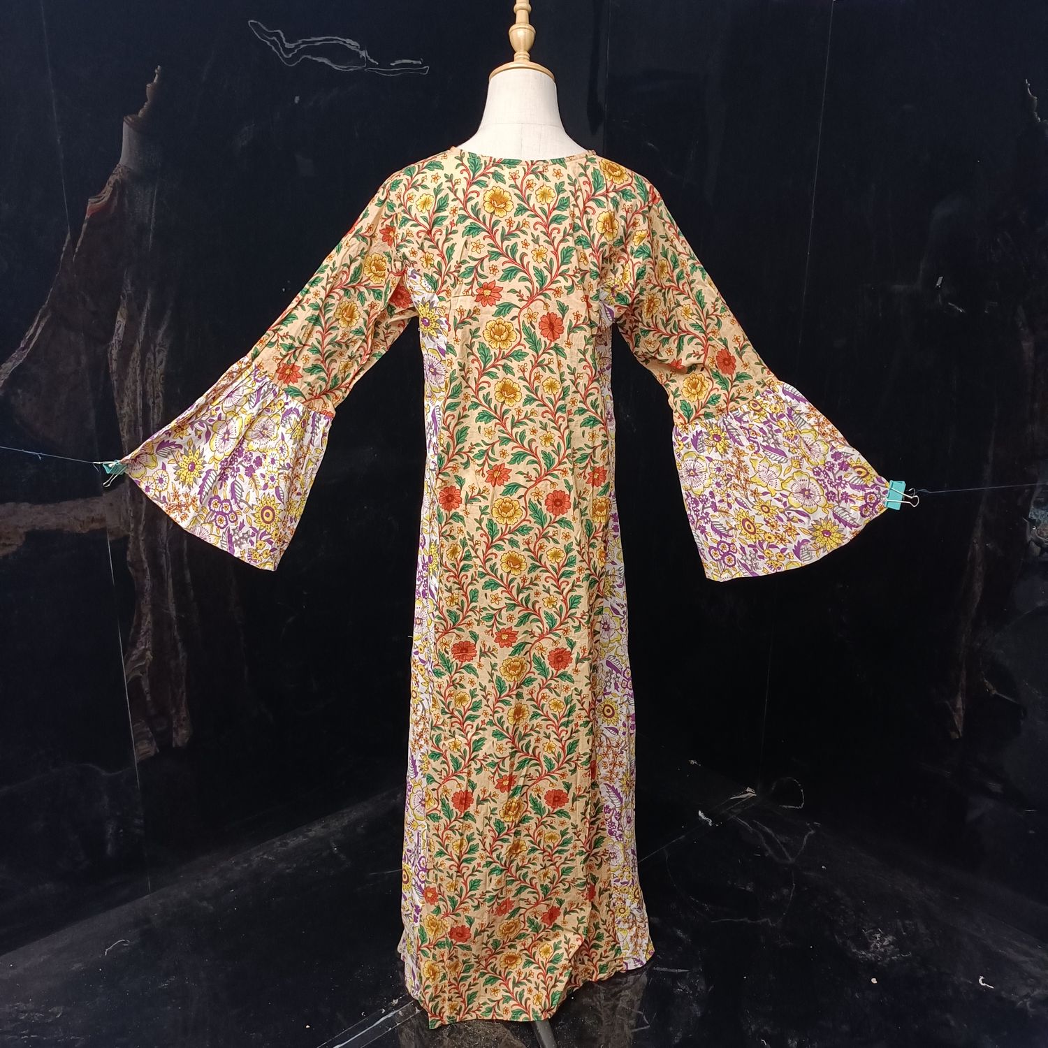 S/M Marry  Printed Cotton Dress 57" Long Jalabiya