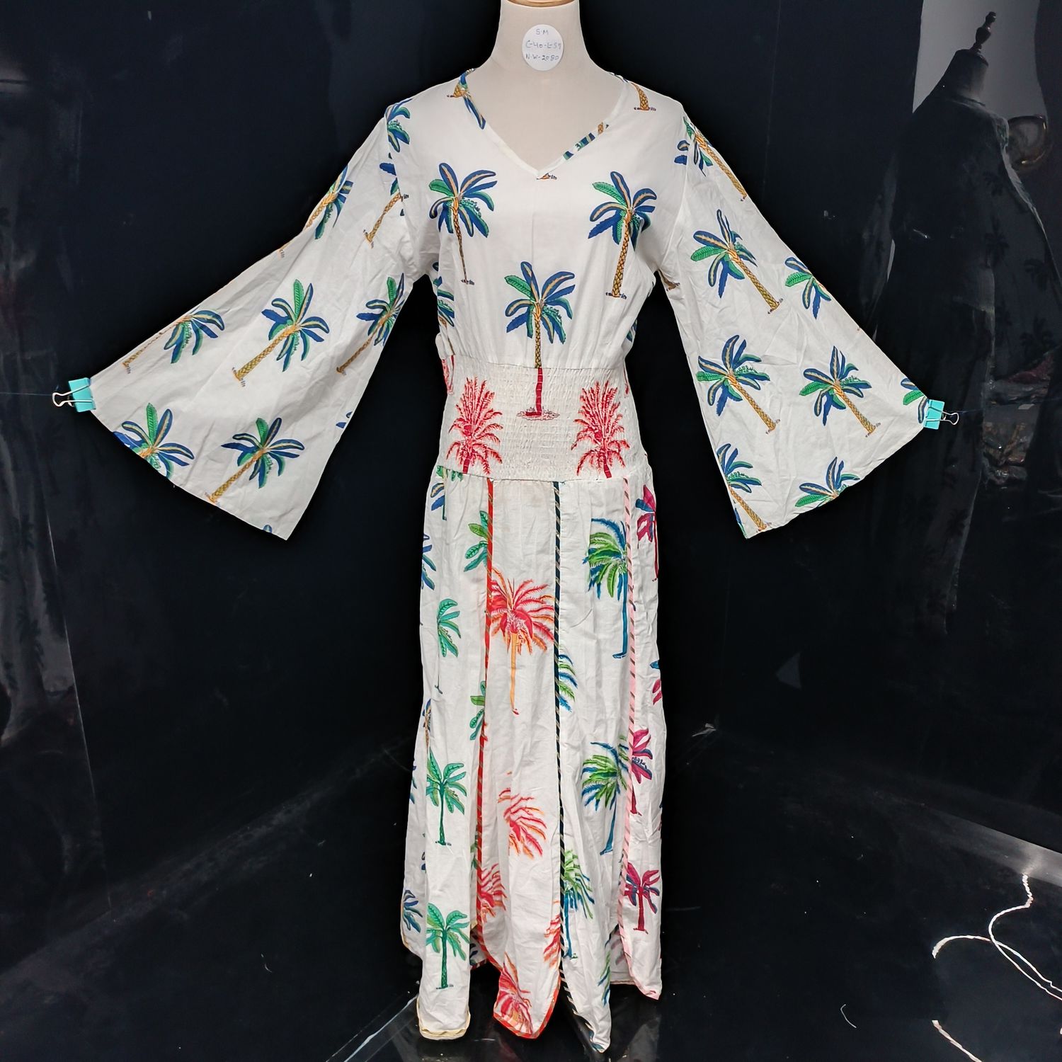 S-M Zayna Printed Cotton Dress 56" Long Jalabiya