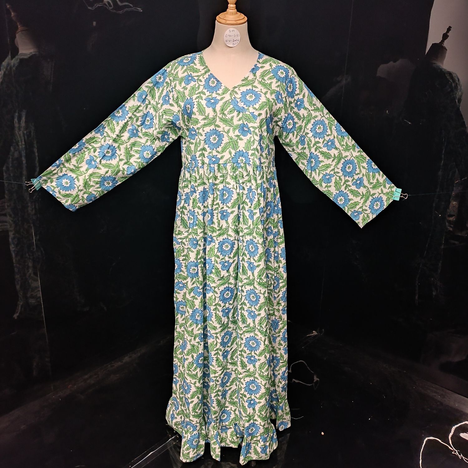 S/M Kainat Printed Cotton Dress 56" Long Jalabiya