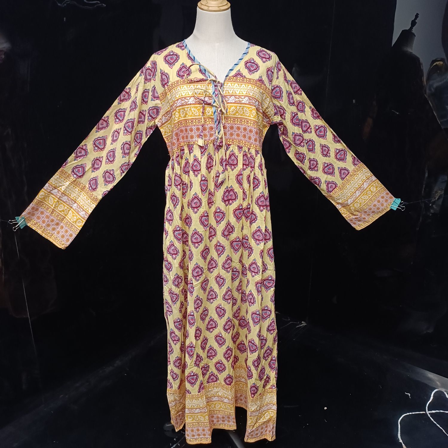 XS/S  Beach Printed Cotton Dress 54" Long Jalabiya