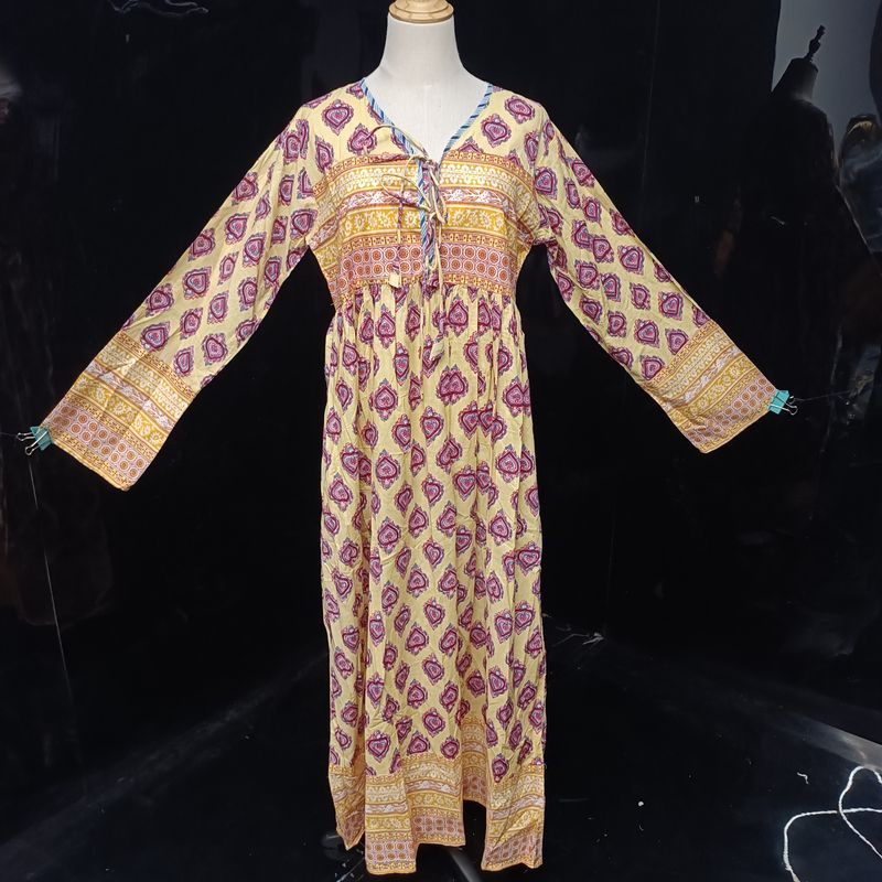 XS/S  Beach Printed Cotton Dress 54" Long Jalabiya