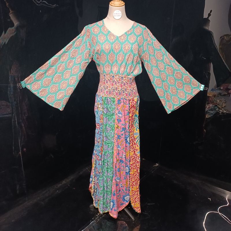 S-M Zayna Printed Cotton Dress 56" Long Jalabiya