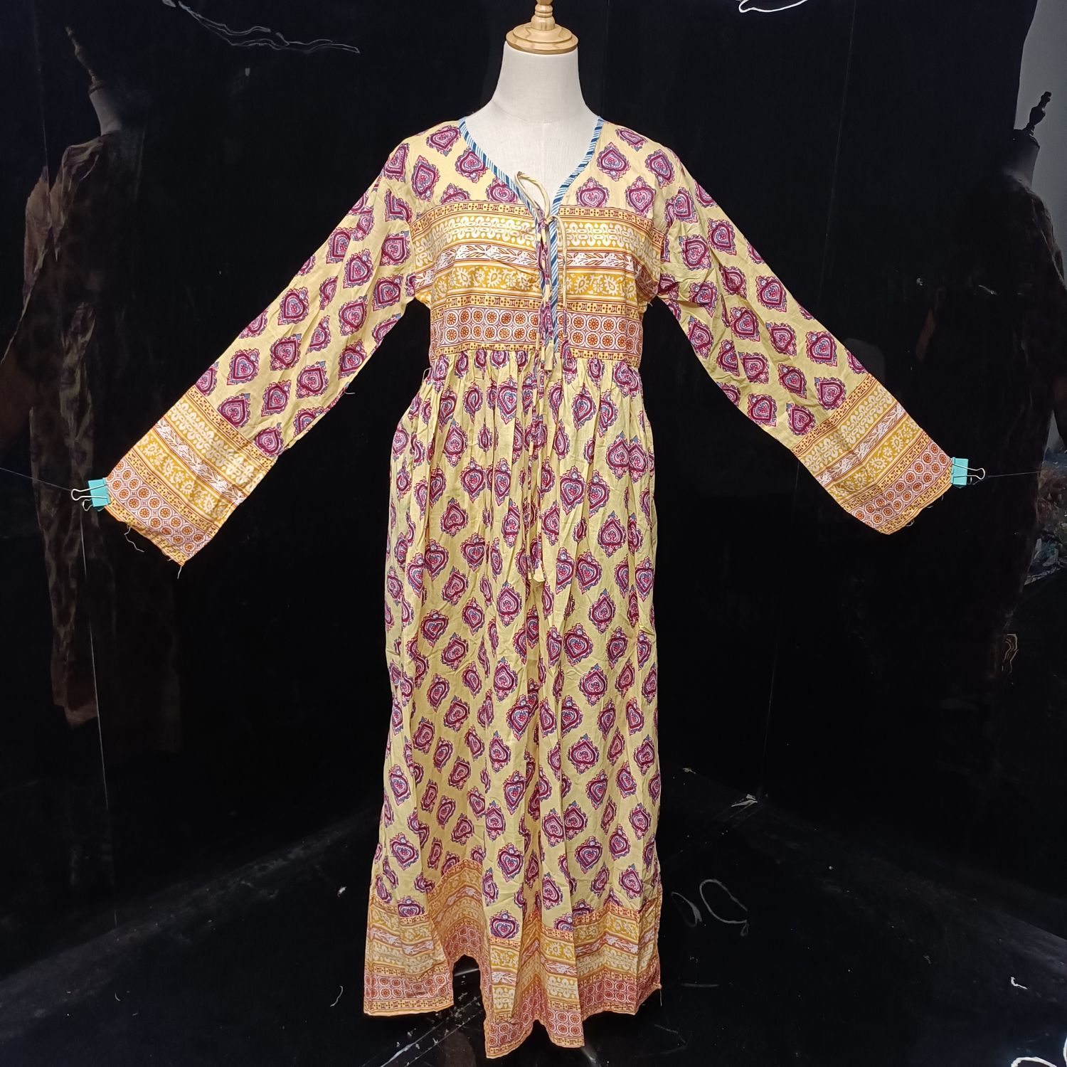 XS/S  Beach Printed Cotton Dress 54" Long Jalabiya