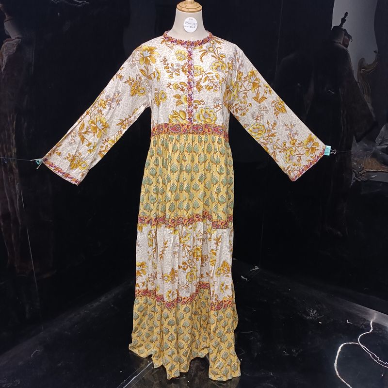 S-M Sydney Printed Cotton Dress 57" Long Jalabiya