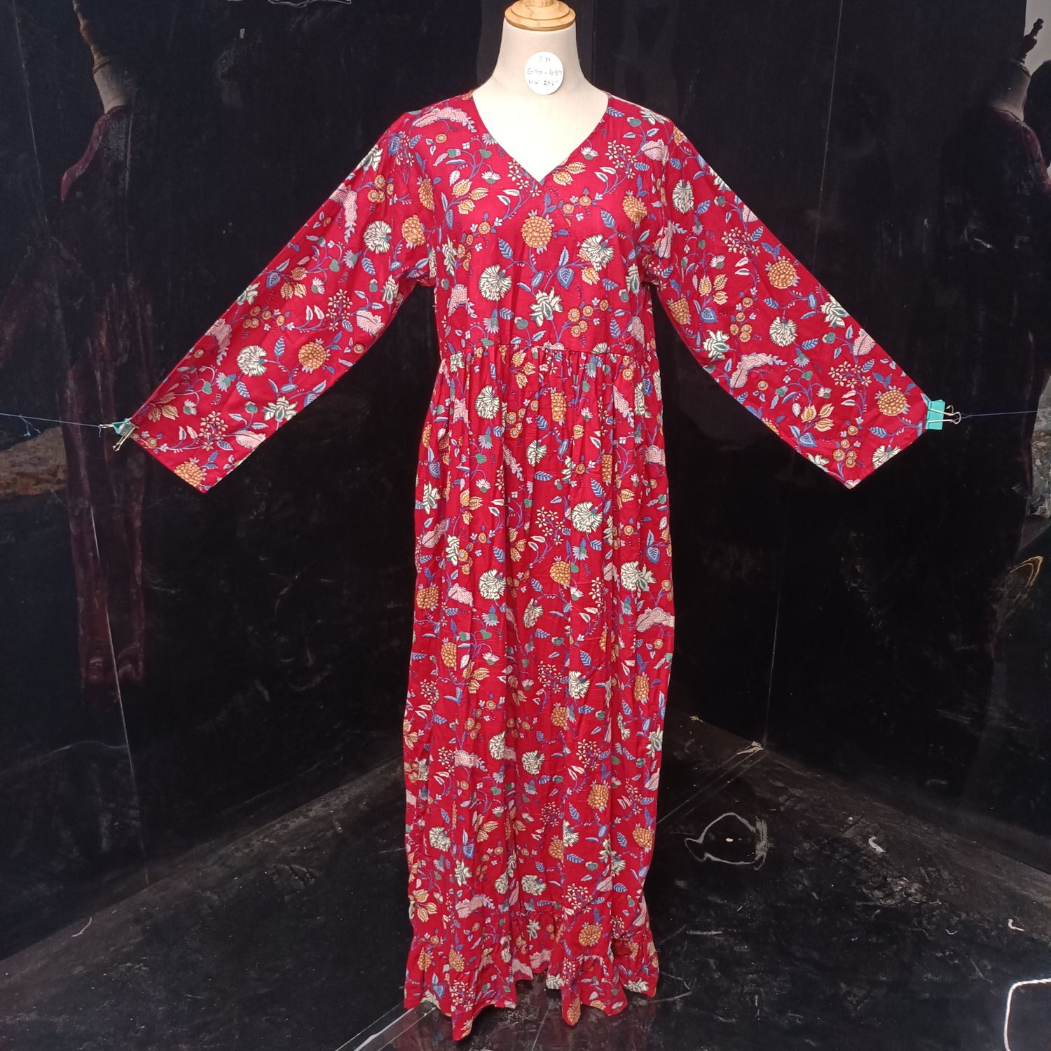 S/M Kainat Printed Cotton Dress 56" Long Jalabiya