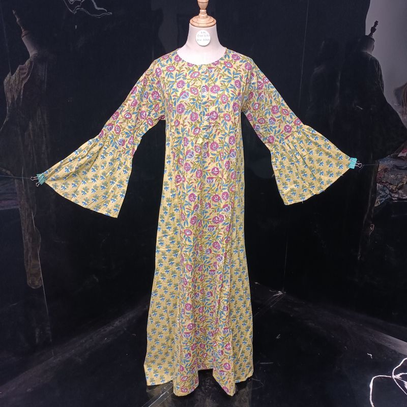 S/M Marry  Printed Cotton Dress 57" Long Jalabiya