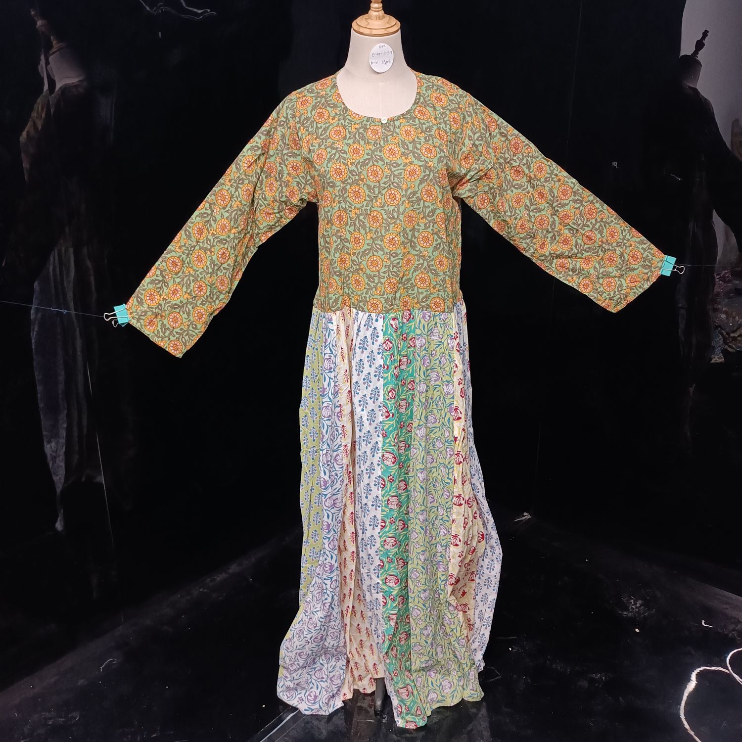 S-M Zayna Printed Cotton Dress 56" Long Jalabiya