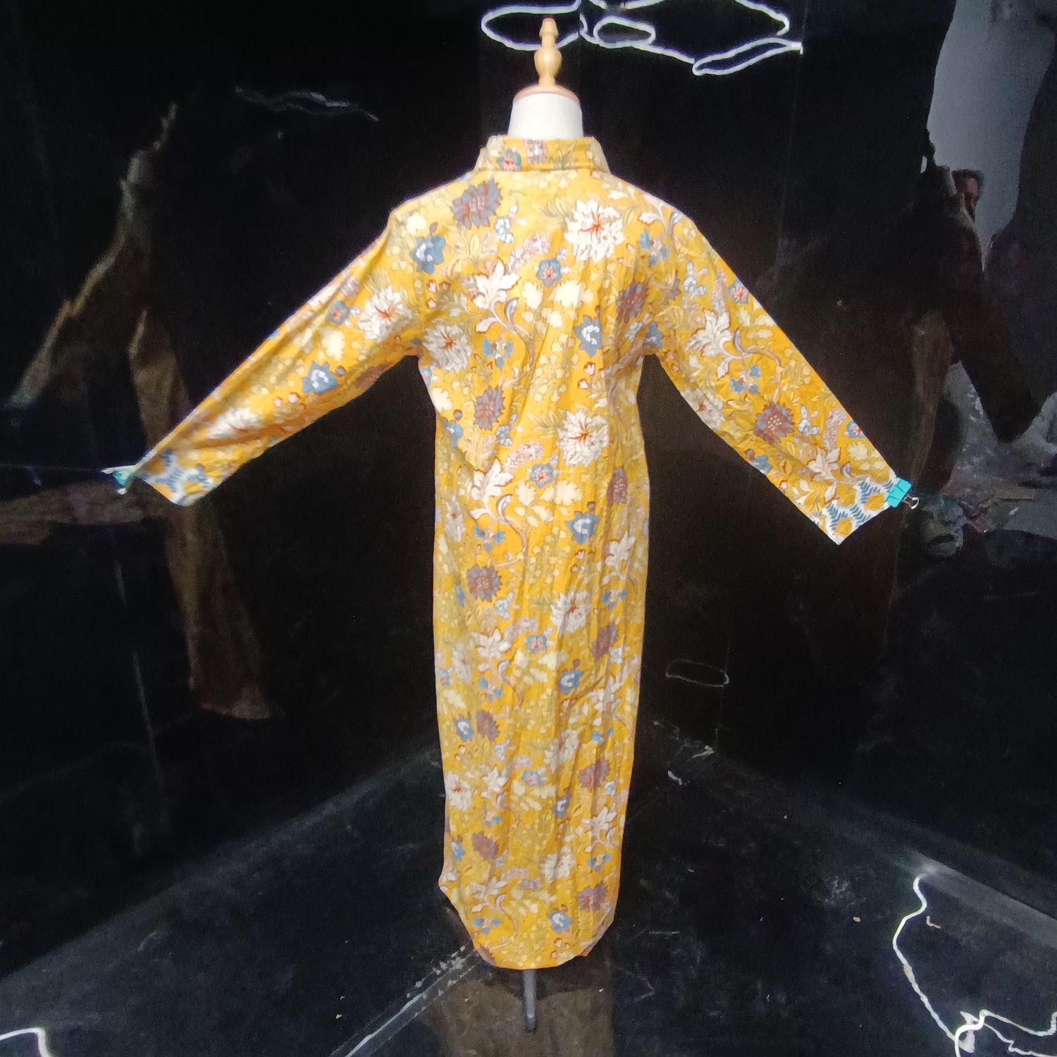 S/M Singapore  Printed Cotton Dress 57" Long Jalabiya