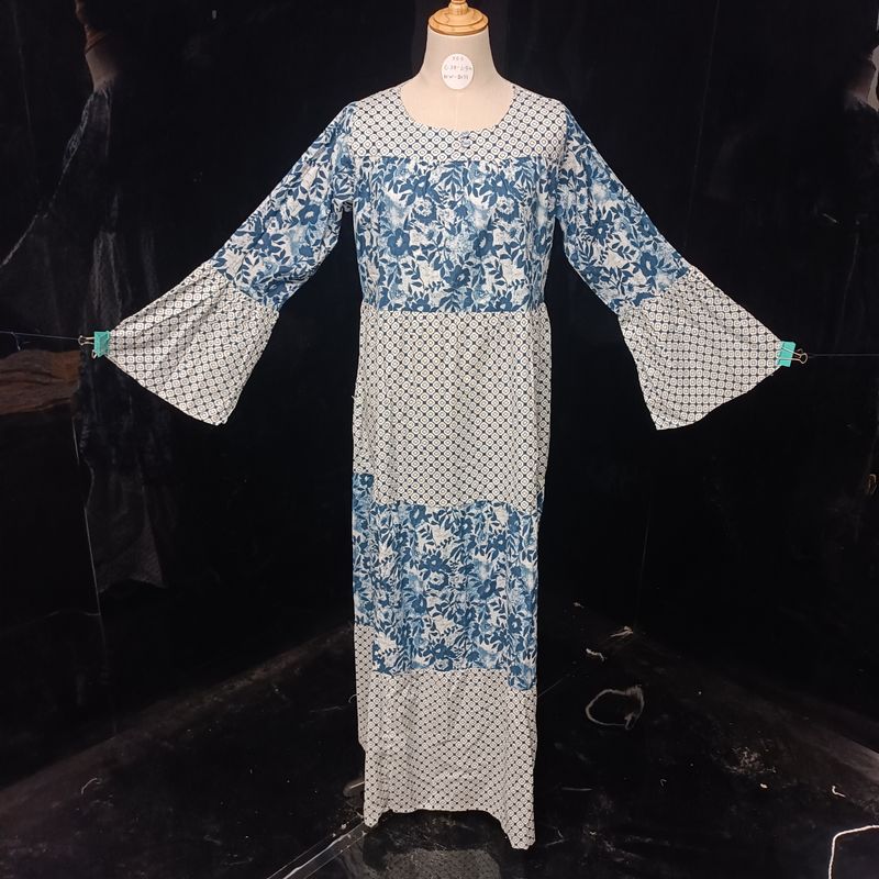 XS/S  And Sky Moon Printed Cotton Dress 54" Long Jalabiya