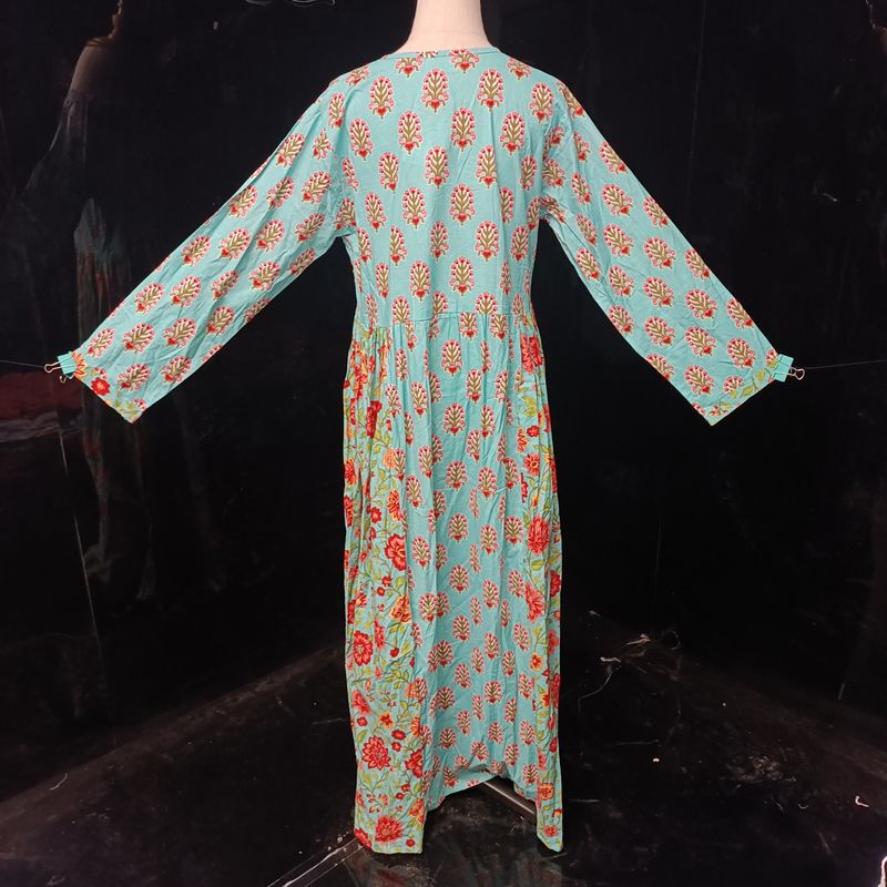 S/M Heba Printed Cotton Dress 57" Long  Jalabiya