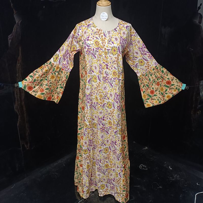 S/M Marry  Printed Cotton Dress 57" Long Jalabiya