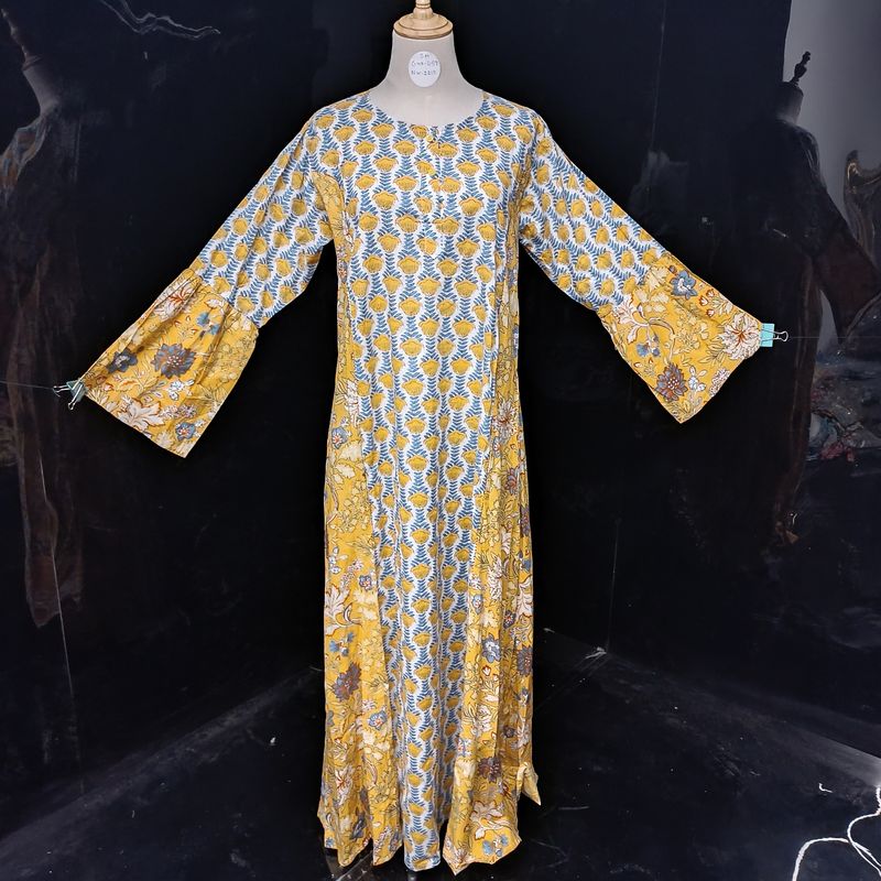 S/M Marry  Printed Cotton Dress 57" Long Jalabiya