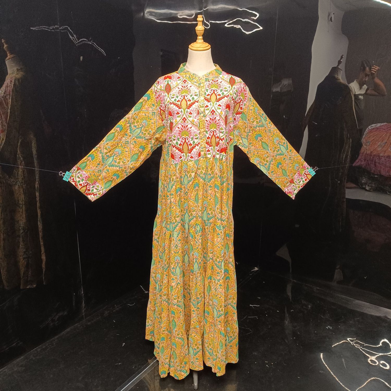 2XL/3XL  Safia Printed Cotton Dress 57" Long Jalabiya