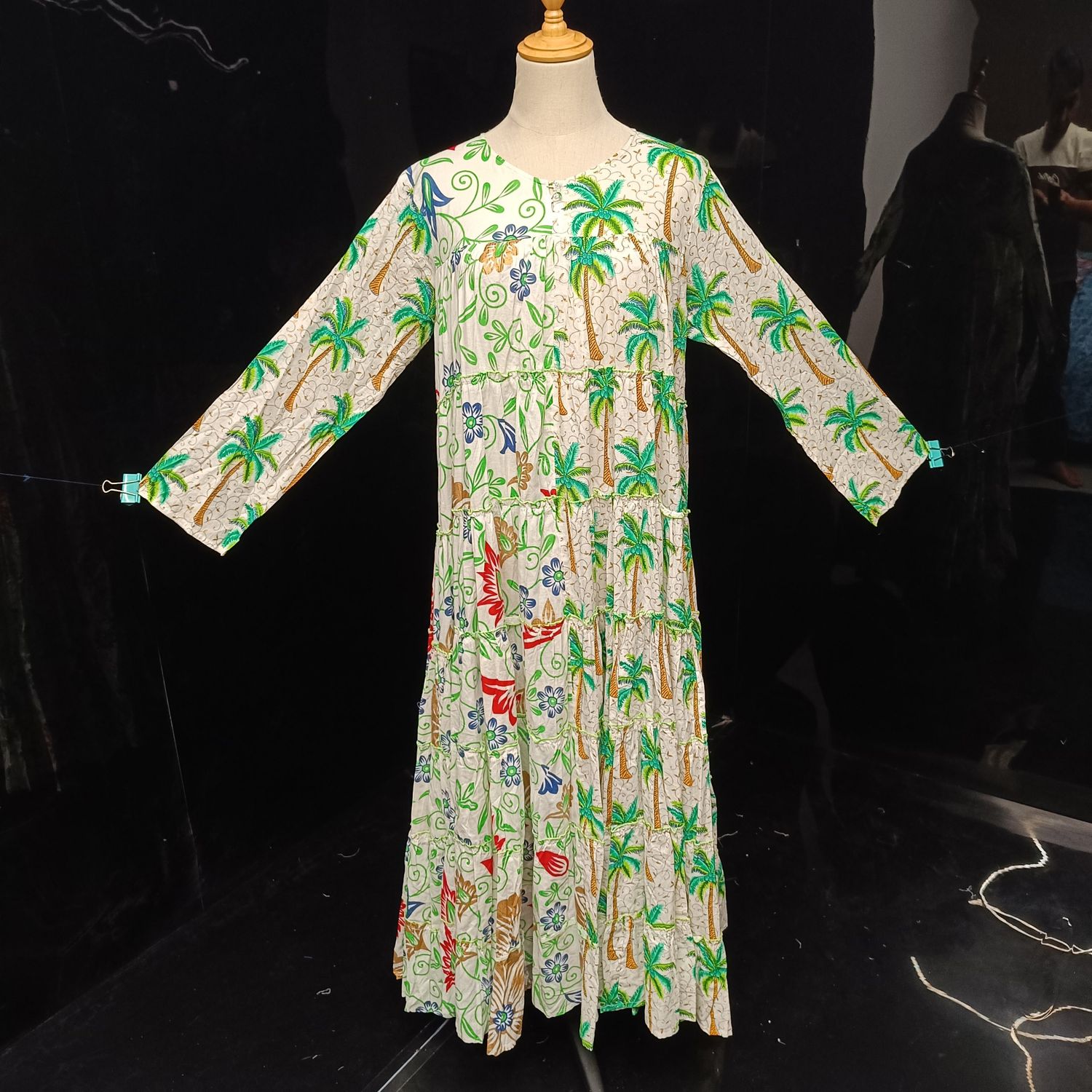 X/XS AATIRA  printed cotton dress 54" long jalabiya