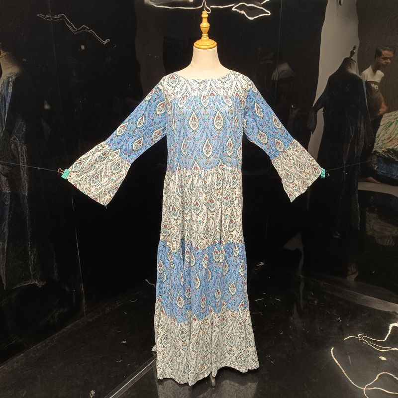 S/M  Moon Printed Cotton Dress 57" Long Jalabiya
