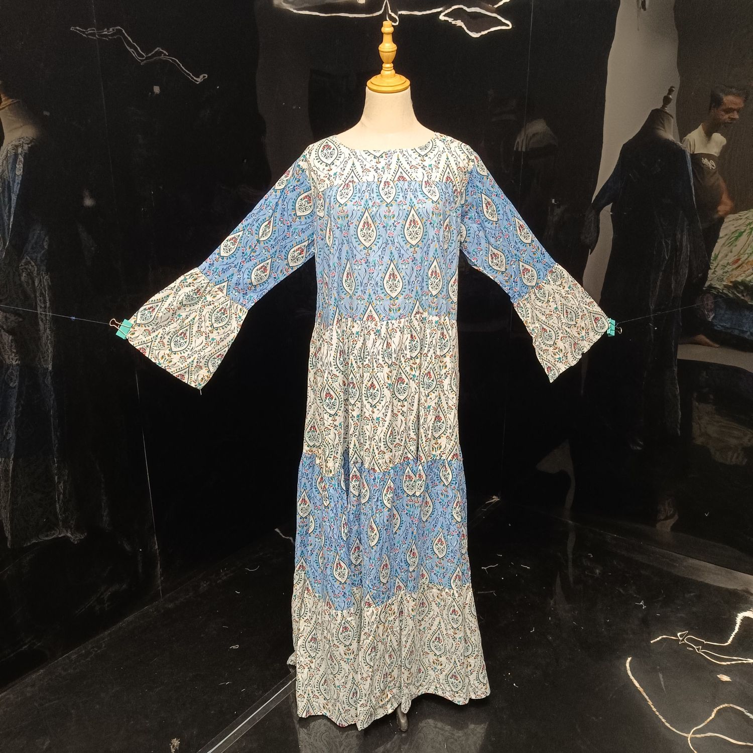 S/M  Moon Printed Cotton Dress 57" Long Jalabiya